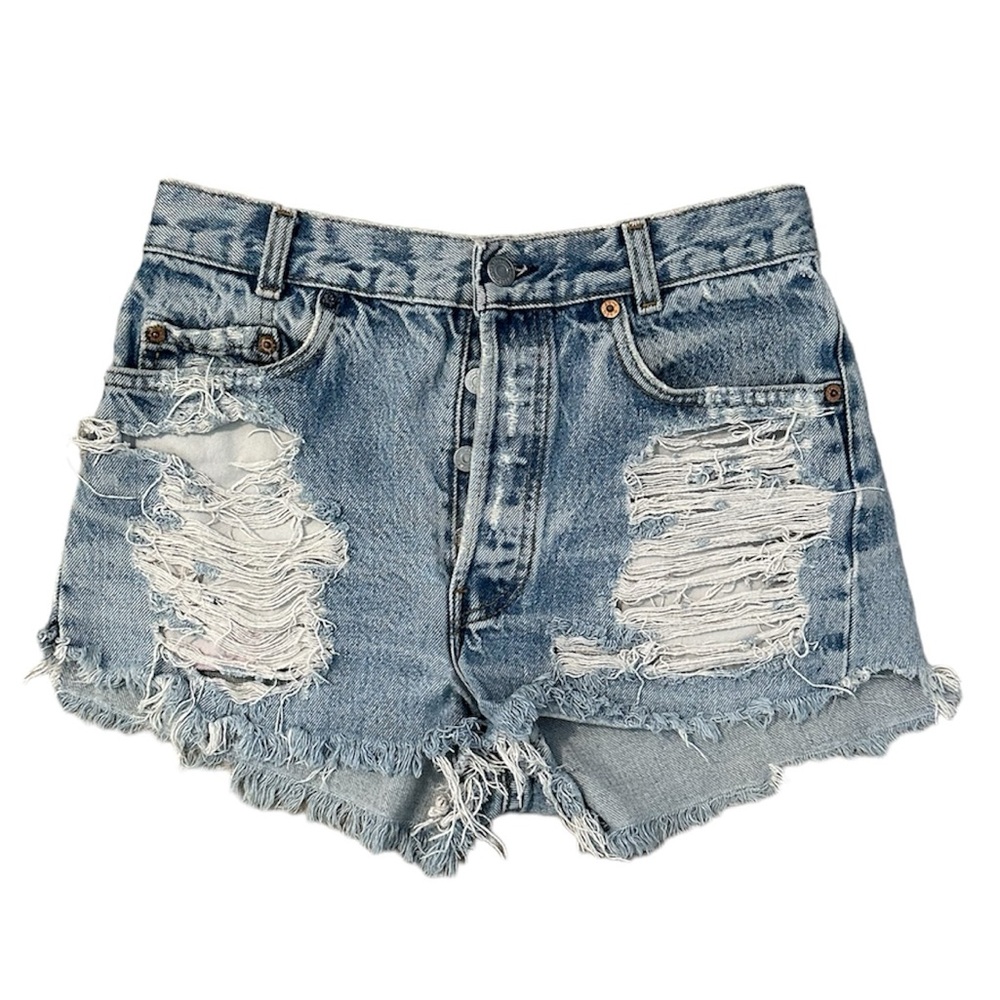 Levi's Light Blue Distressed Denim Jean Shorts